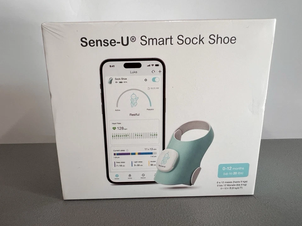 Sense-U Smart Sock Babyphone verfolgt Herzfrequenz Bewegung Schlafmuster 0-12M