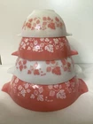 Pyrex Pink Gooseberry Set Of 4 Cinderella Mixing Nesting Bowls - 441-442-443-444