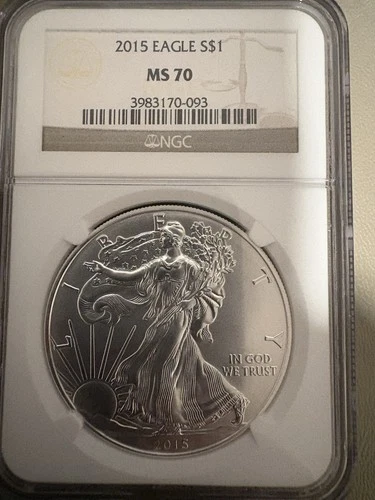2015 $1 AMERICAN SILVER EAGLE NGC MS70 CLASSIC BROWN LABEL