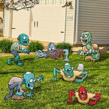 6 Pack Halloween Scary Zombie Monster Yard Signs with Stakes Sturdy Corrugate...