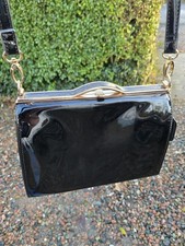 Envy Handbag Black Patent With Strap Good Preloved Condition Signs Use Minimal