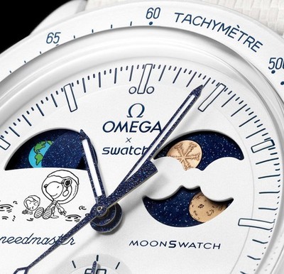 Brand New Swatch Omega Moonswatch Moonshine Snoopy Gold 