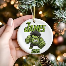 Personalized Superhero Christmas Valentine Day 2D Ceramic Ornament