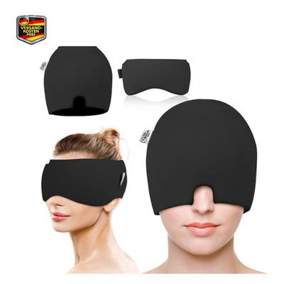 Migräne Maske Gel Kühlmaske 2er Pack für Kopfschmerzen und Stressabbau, Schwarz