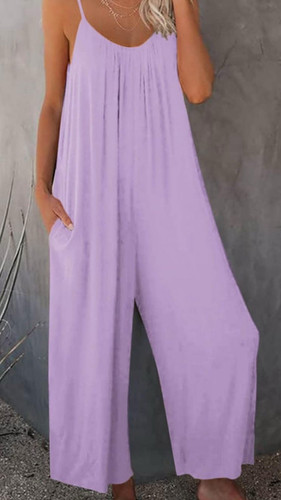 Neu mit Etikett Tubed Edward’s Damen-Stramplerkleid lila Spaghettiträger weites Bein locker L - Bild 1 von 16