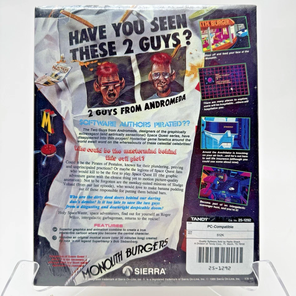FACTORY SEALED Space Quest III Pirates of Pestulon IBM TANDY MS-DOS Sierra 1989 - Image 2 of 4