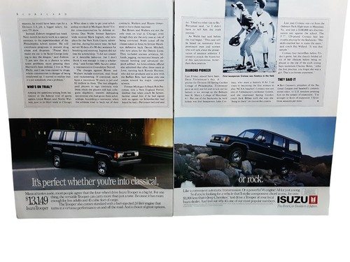 1989 Isuzu Trooper Ad Two Page SUV Off Road Classical or Rock 4x4