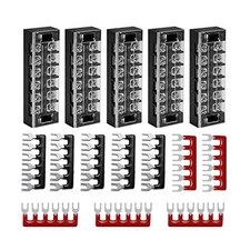 5 PCS Dual Row 6 Positions Terminal Strips Blocks 600V 25A PreInsulated