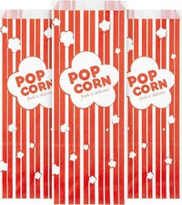 2 oz Paper Popcorn Bags Bulk 100 Pack Large Red White Pop-corn Bag