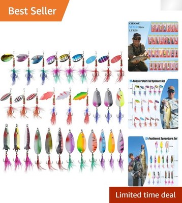 30-Piece Rooster Bait Tail Fishing Lures Kit -  Spinner Baits & Spoons
