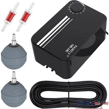 Pond Aeration Kit 120 GPH Dual Outlet Adjustable Oxygen Air Pump W/ Accessories