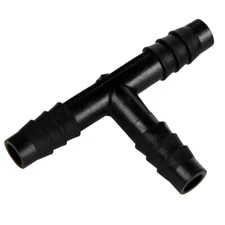 (1) One 5/16 Hose ID Black HDPE Barbed Plastic Connector Fitting Tee