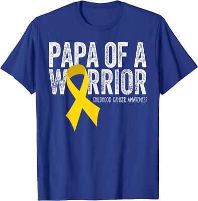 Papa of a Warrior Childhood Cancer Dad Ribbon Unisex T-Shirt