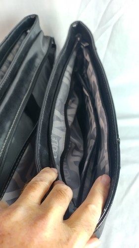 Kenneth Cole Reaction Large Leather Black Briefcase Laptop Tote Bag Travel Case - Picture 8 of 18