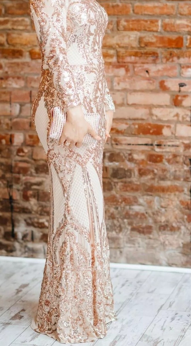 Gorgeous Maxi Wedding Rose Gold Evening/Wedding Guest Dress