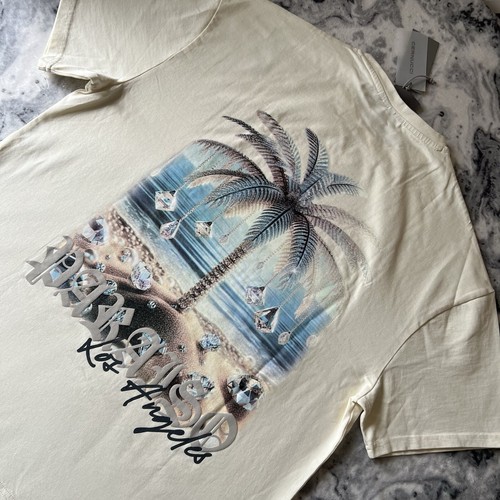 NWT Cernucci Diamond Palm Puff Print TShirt Oversized Tee Back Graphic Ecru S - Picture 1 of 11