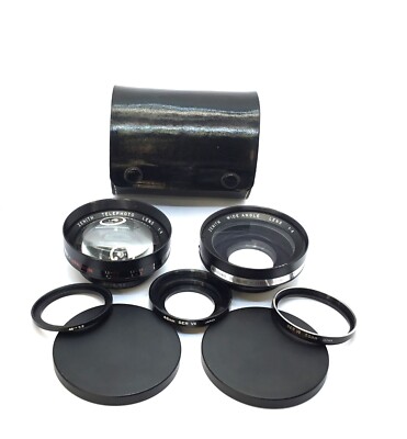 ZENITH Vintage Wide Angle + Telephoto Lenses + Caps 5 Adapter Rings + Case *KIT*