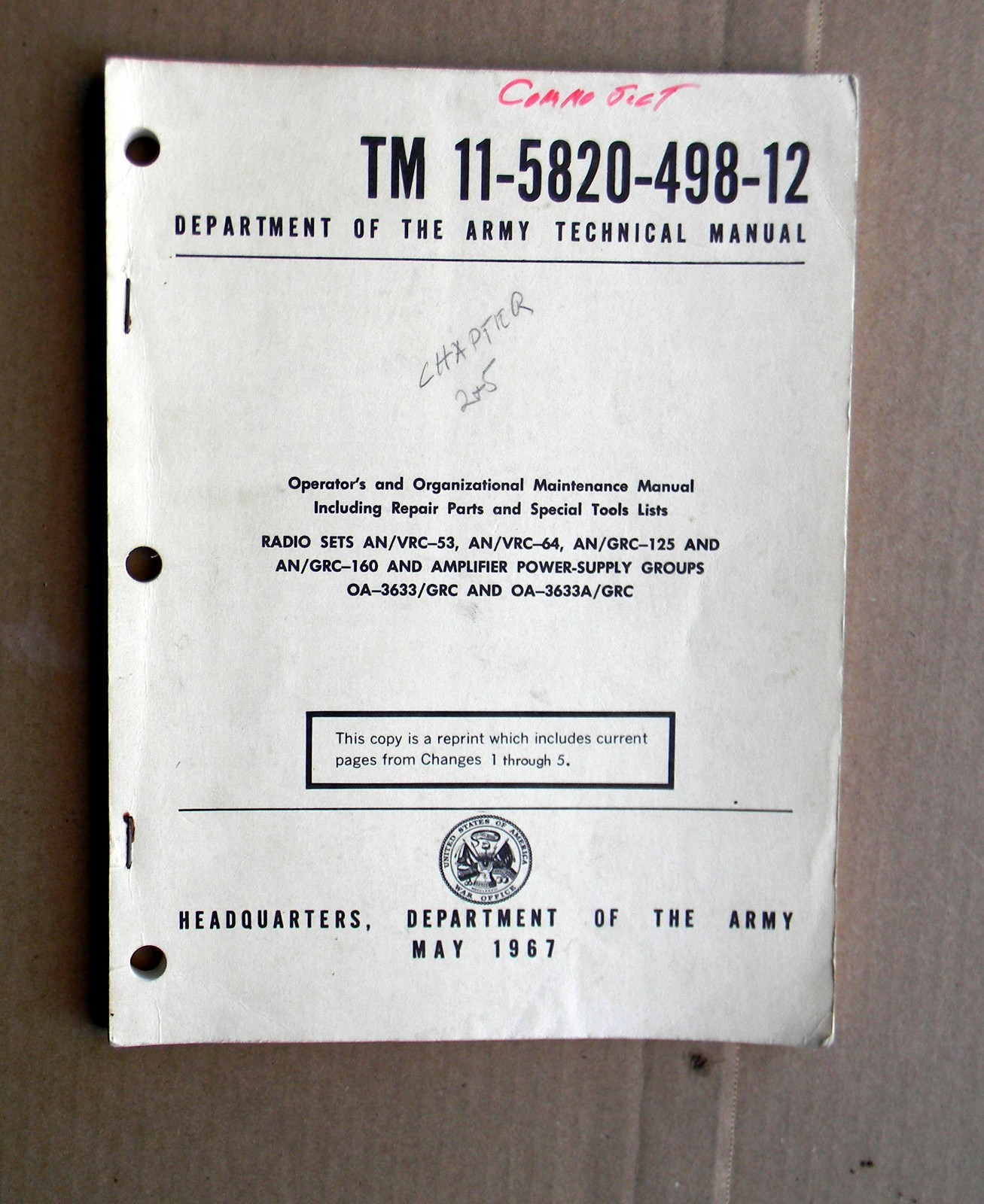1967 RADIO SETS Repair AN/VRC-53, AN/VRC-64, AN/GRC-125, TM 11-5820-498 ...