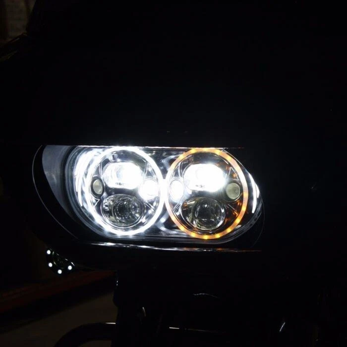 Faro LED TruBEAM negro personalizado Dynamics Plug n Play Harley Road Glide 15-Up Foto 2 de 4