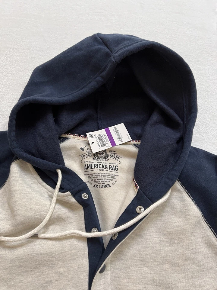 Sudadera con capucha American Rag Henley para hombre talla XX grande creada para Macys  Foto 2 de 4
