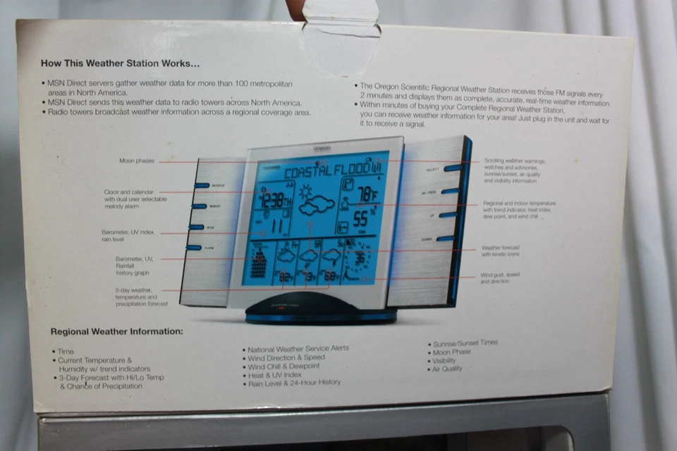 Oregon Scientific WMS801 Weather-Now Radio Weather Forecaster MSN Atomic clock - Image 4 of 4
