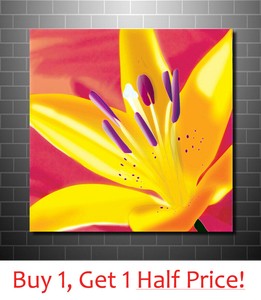 Yellow Red Floral Canvas Bright Floral Wall Art Picture