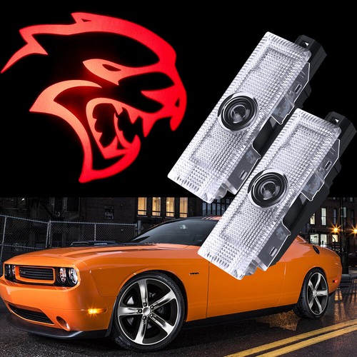2X Red Hellcat HD Logo LED Car Door Projector Puddle Light for Dodge