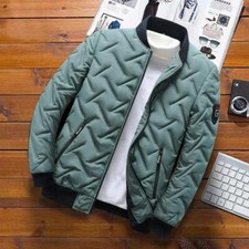 Padded Hooded Coat Winter Warm Full Zipper Outwear Thicken Puffer Jacket Mens