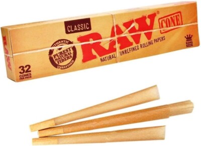 Raw 64x konische Hülsen ungebleicht (2x32) Jointhülsen Joint Cones pre-rolled