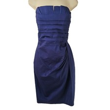 Asos Royal Blue Cocktail Dress Sz 6 Strapless Pleated Side Ruching Boned Bodice