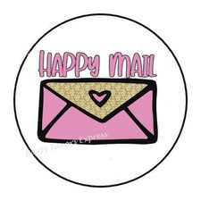 30 HAPPY MAIL ENVELOPE SEALS LABELS STICKERS PARTY FAVORS 1.5" ROUND