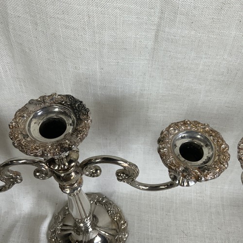 Lot Set of 2 SHEFFIELD Silver Antique Vintage CANDELABRAS 3-Light Candle ITALY - Picture 10 of 13