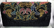 Vintage Clutch Beaded Multicolor Purse Evening Bag Beautiful
