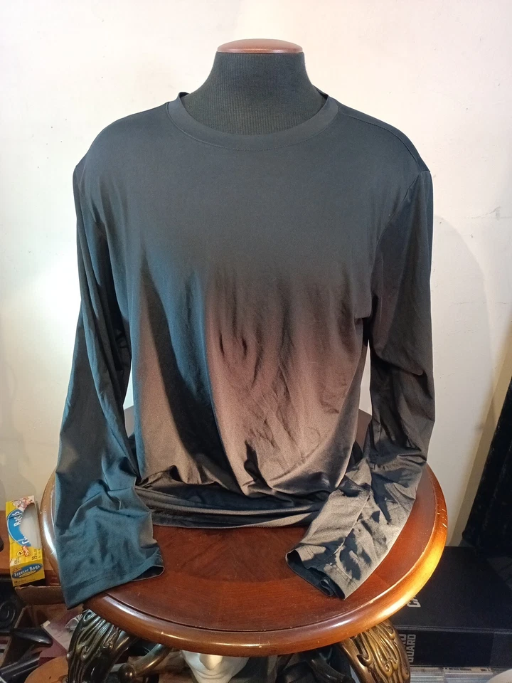 Camisa impermeable capa base para hombre XL mezcla de poliéster manga larga negra Foto 3 de 4