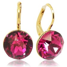 Ohrringe Gold Pink Swarovski Kristalle Fuchsia goldene Ohrhänger kurz NOBEL S...