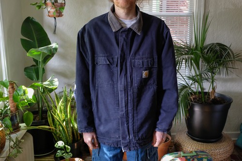 Vintage Carhartt Navy Denim Zip Up Work 