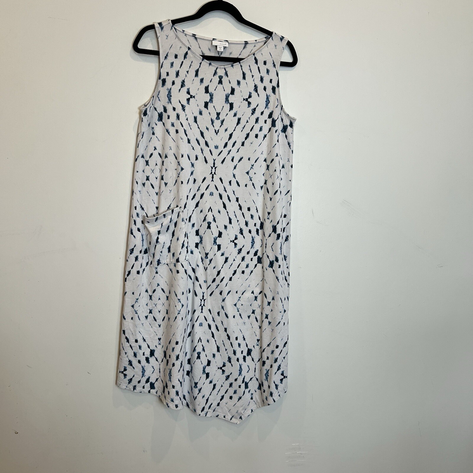 Pure Jill Blue White Tie Dye Cotton Modal Sleeveless Tank Dress