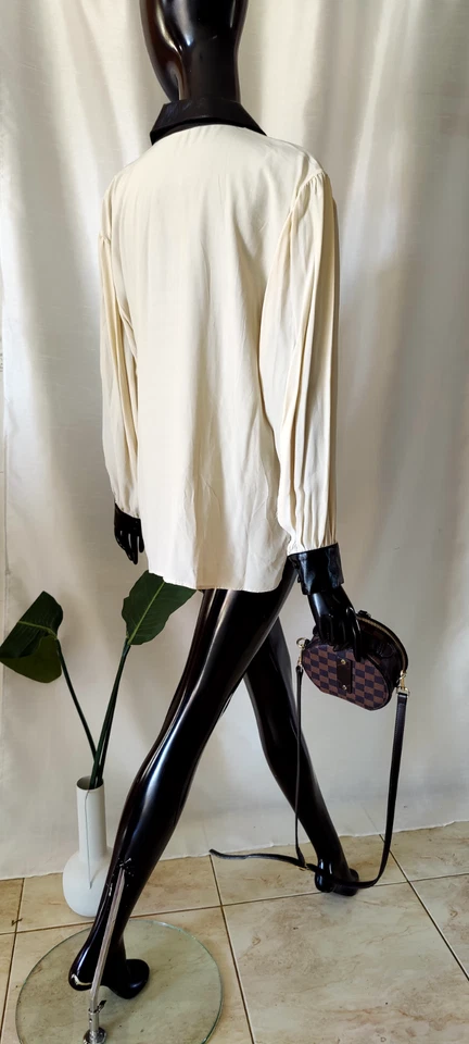 Leisure вошь кнопки рубашка SISLEY кремовый песок бежевый цвет M размер кожаные манжеты - Изображение 4 из 4