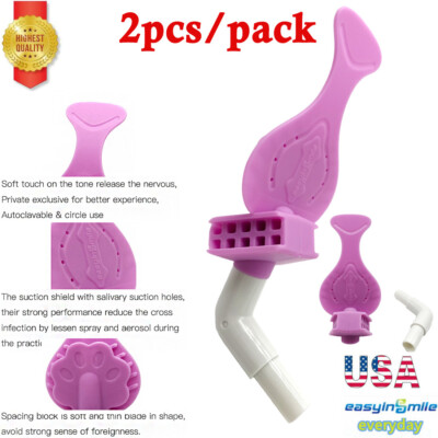 USA 2Pcs Dental Mouth Opener DryShield Isolation Adapter HVE Saliva Suction Tube