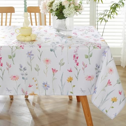 Spring Floral Table Cloths for Rectangle Tables 60x120 Inch,Spill Proof - Picture 2 of 8