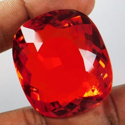 Certified 164.70 Ct Natural Mexican Fire Opal Red Orange Cushion Loose Gemstone