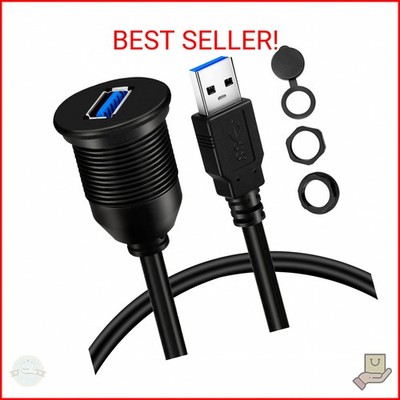 BATIGE Single Port USB 3.0 Male to Female AUX Car Mount Flush Cable Waterproof E
