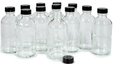 , 12, Clear, 4 Oz Glass Bottles, with Lids