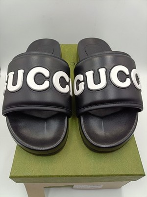 Gucci Men’s Black Embossed Logo Slide Sandals GUCCI Pursuit Matelasse Rubber Slides Men main image 3