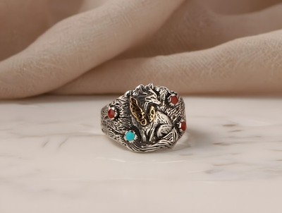 Handcrafted Wolf Ring ,Adjustable Nature Inspired Jewelry