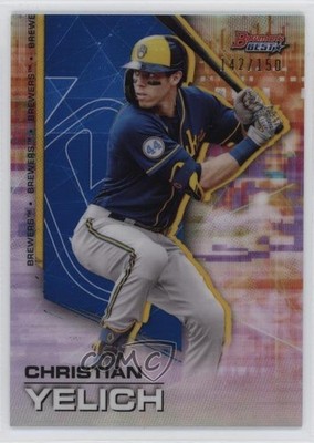 2021 Bowman's Best Blue Refractor 142/150 Christian Yelich #73 0n64