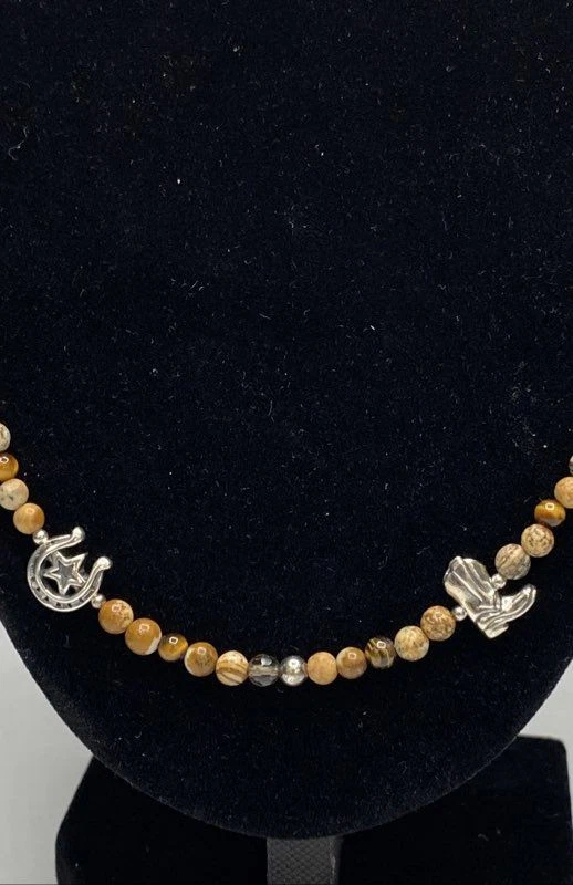 Ожерелье с западной подвеской из чистого серебра с тигровым глазом и яшмой Carolyn Pollack - Изображение 3 из 4