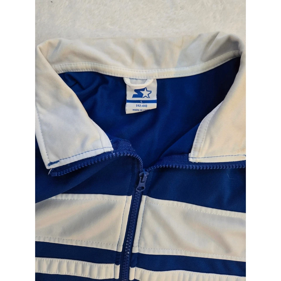 Chaqueta ligera con cremallera completa azul/blanca Starter de colección para hombre talla grande Foto 4 de 4