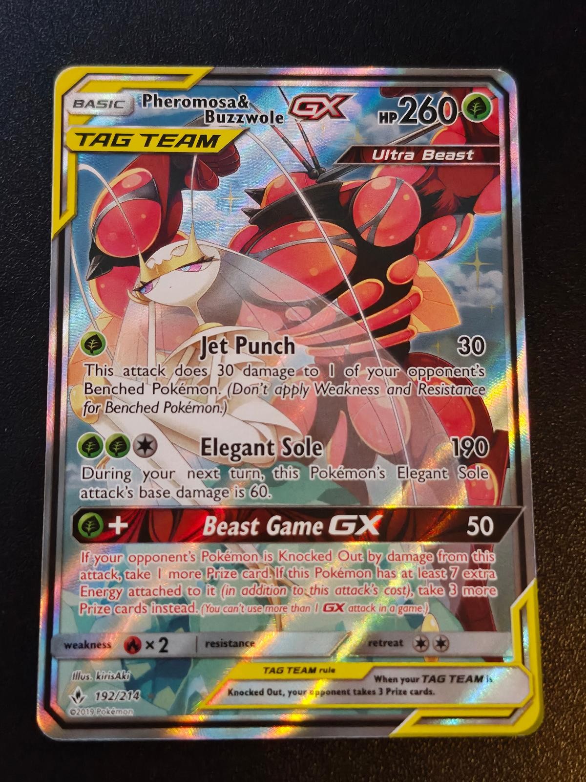 Pheromosa & Buzzwole GX 192/214 Holo Ultra Rare Unbroken Bonds Pokemon NM