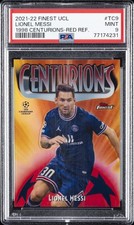 2021-2022 TOPPS FINEST CHAMPIONS LEAGUE 1998 CENTURIONS LIONEL MESSI 5/5 PSA 9